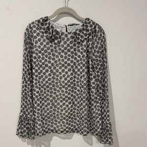 Sara Campbell Monochrome Leaf Pattern Blouse